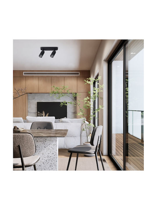 Eko Light Διπλό Σποτ με Ντουί GU10 σε Μαύρο Χρώμα