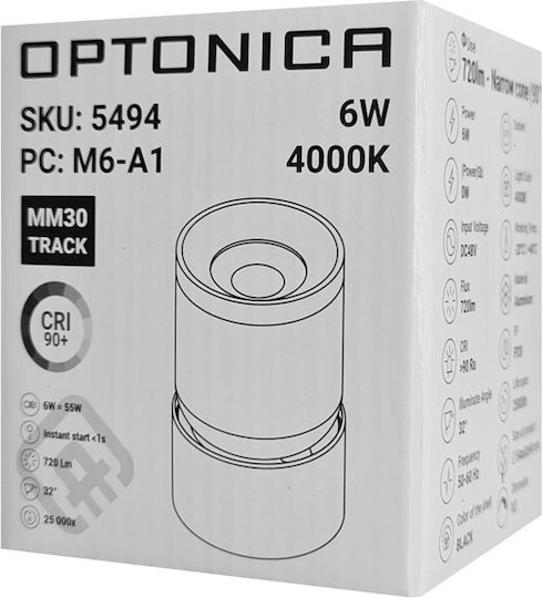 Optonica Einzel LED Natürliches Weiß Spot in Schwarz Farbe