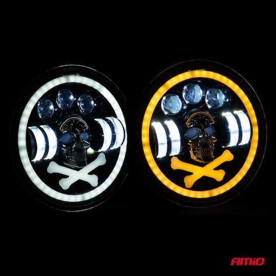 Προβολεας Εργασιας Στρογγυλος Led Skull 5.500lm 9>36v 60w 6.000k Φ170x170x65mm 4 Χρησεων Αμιο 1 Τεμ