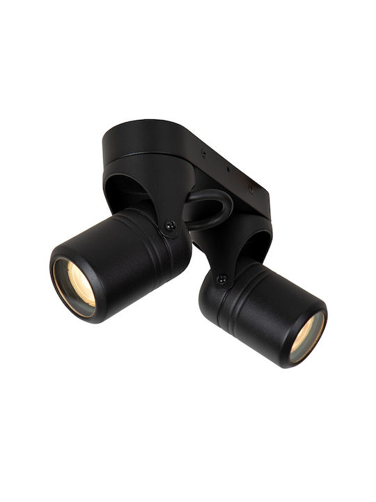 Lucide Lightning Niort Διπλό Σποτ με Ντουί GU10 σε Μαύρο Χρώμα