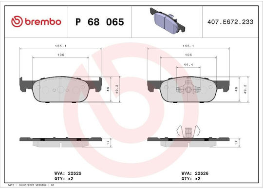 Brembo Brake Pad Front for Dacia Sandero Renault Clio