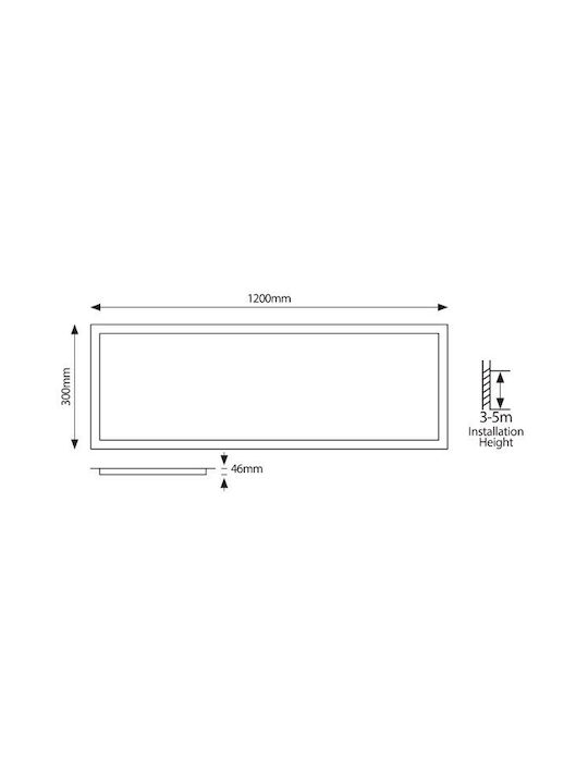 Eurolamp Παραλληλόγραμμο Χωνευτό LED Panel 45W με Ψυχρό Λευκό Φως 6500K 120x30εκ.
