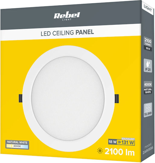 Rebel Rundes LED-Panel 18W mit Natürliches Weiß Licht 4000K 22,2cm