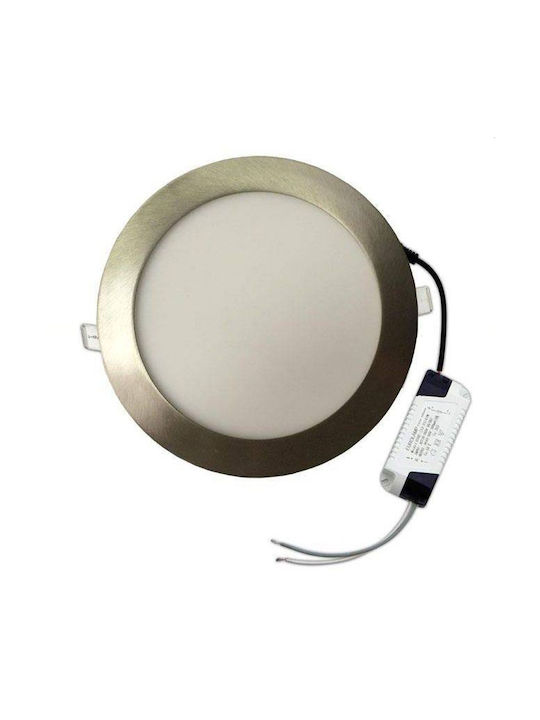 Eurolamp Στρογγυλό Χωνευτό LED Panel 18W με Φυσικό Λευκό Φως 4000K 22.5εκ.