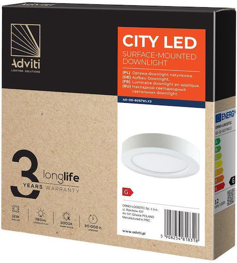 Orno Rund LED Panel 12W mit Warmes Weiß Licht 3000K
