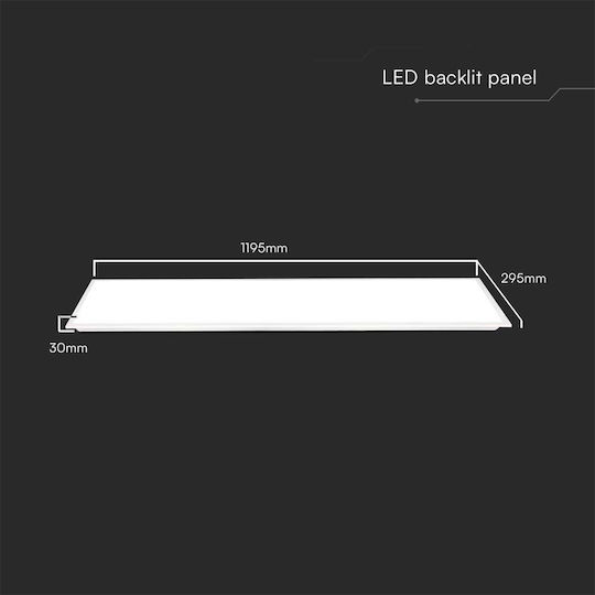 V-TAC Paralelogram Încastrat Panou LED Putere 40W cu Alb Rece Lumini 120x30cm.
