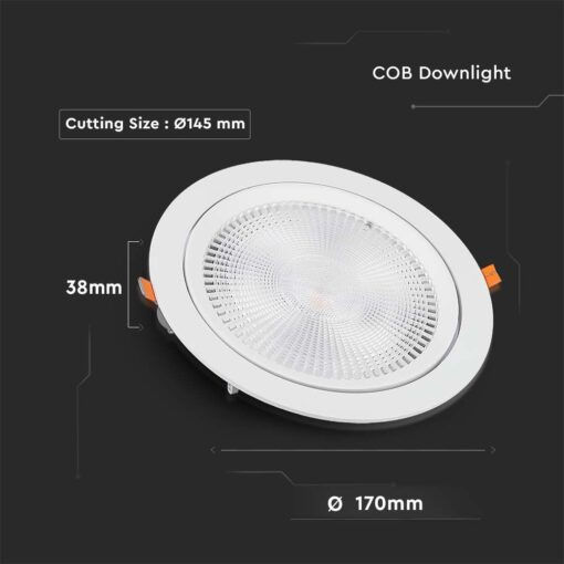V-TAC Rundes Vertieftes LED-Panel 30W mit Natürliches Weiß Licht 4000K 22,5cm