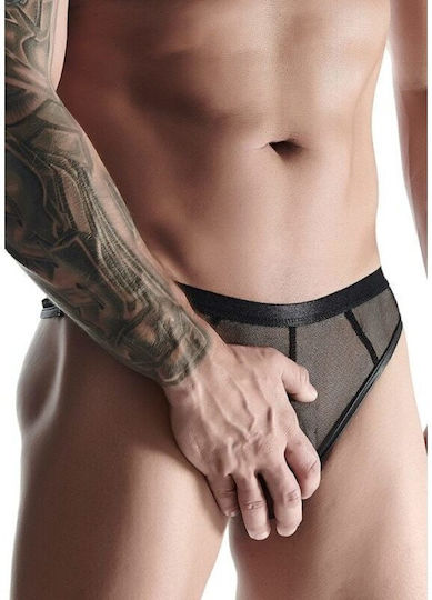 Men's Thong, Elasticated Mesh, Black