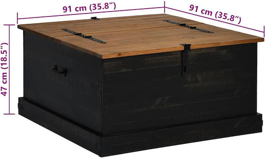vidaXL Декоративна куфар Дърво Черен 91x47x47бр