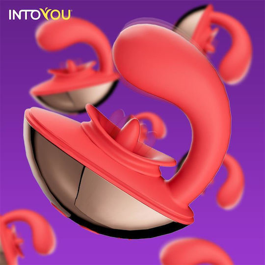 Rondy Vibrating Licking Tongue Stimulator Mini Διπλός Δονητής με Απομακρυσμένο Έλεγχο 8.8cm Κόκκινος