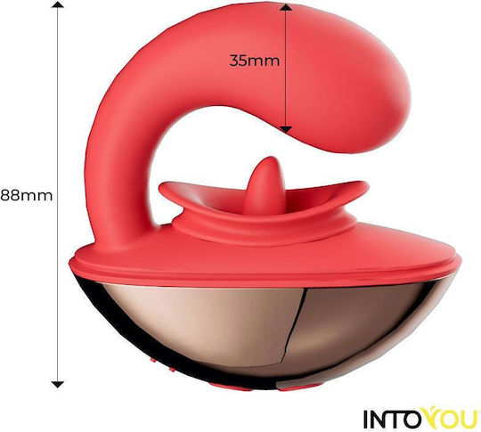 Rondy Vibrating Licking Tongue Stimulator Mini Διπλός Δονητής με Απομακρυσμένο Έλεγχο 8.8cm Κόκκινος