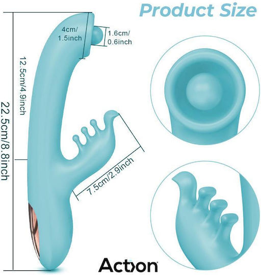 Action Vibrator Rabbit 22cm Light Blue