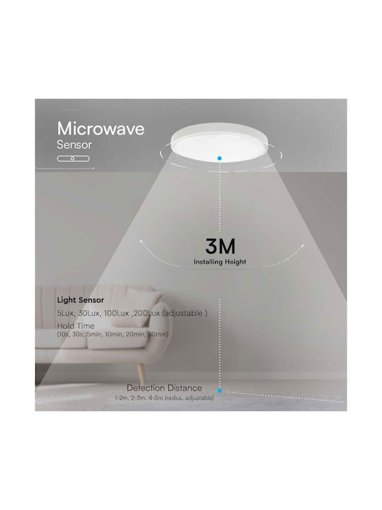 V-TAC Στρογγυλό Εξωτερικό LED Panel 24W με Θερμό Λευκό Φως 3000K