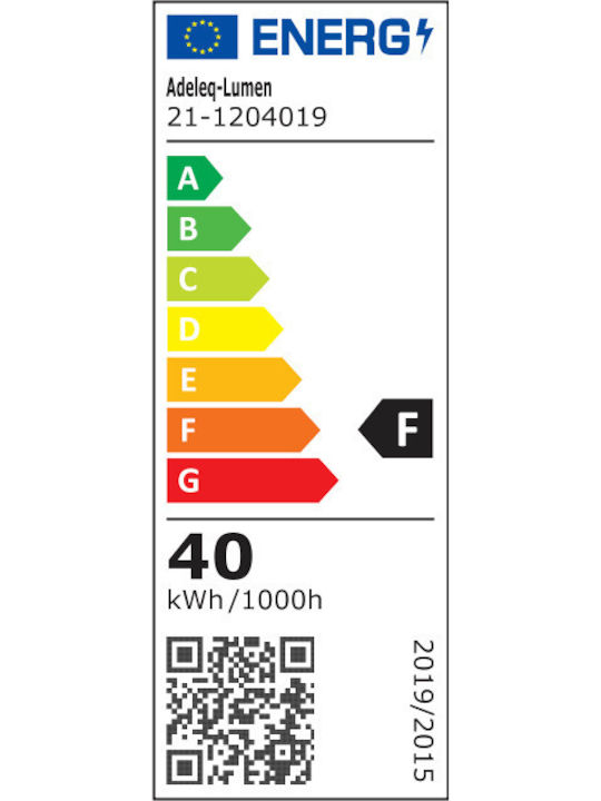 Adeleq Rectangular LED Panel 40W with Natural White Light 4000K 120x30cm