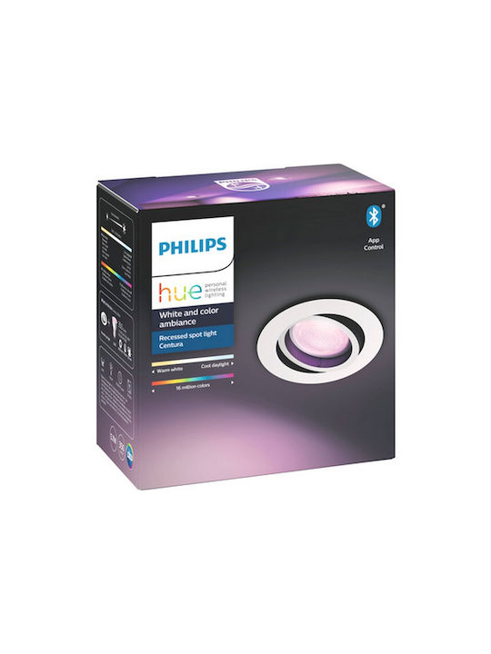 Philips Centura Rund Metallisch Einbau Spot mit integriertem LED RGBW Weiß 9x9cm. 1Stück