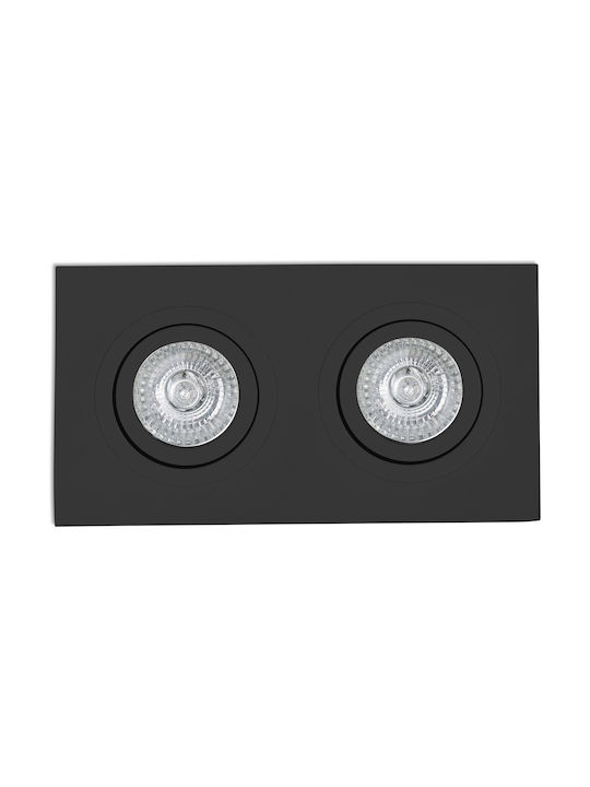 Faro Barcelona Paralelogram Metalic Spot Încorporat cu Soclu GU10 Negru 18x9.2cm. 1buc