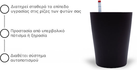 Uncle George Αυτοποτιζόμενη Γλάστρα Πλαστική Μαύρη 14.5x14.5x18εκ.