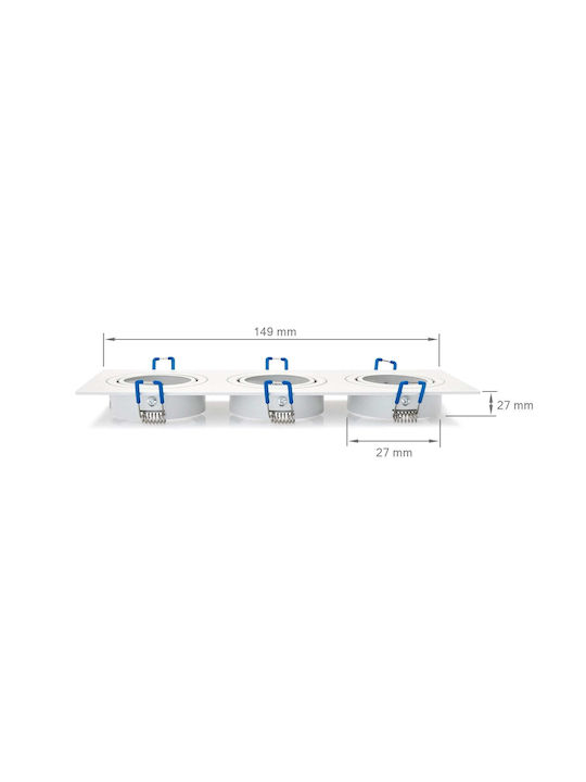 Aigostar Rectangle Metallic Frame for Spot GU10 Silver 25.5x9.1cm. 1pcs