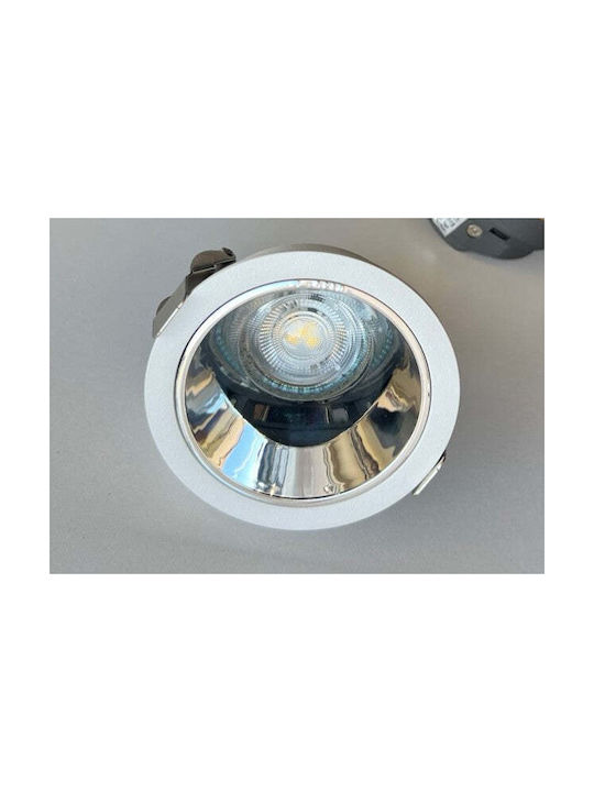 Home Lighting Rectangle Metallic Recessed Spot with Socket GU10 White 8x5cm. 1pcs