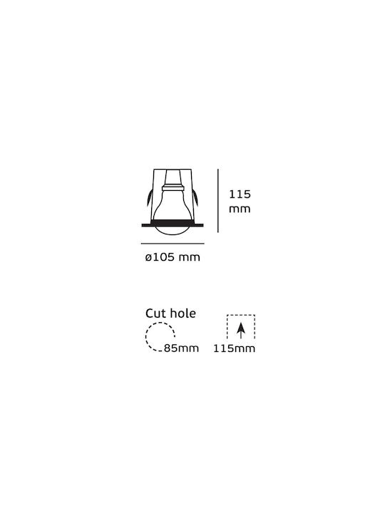 VK Lighting Rotund Metalic Cadru pentru Spoturi E27 Alb 12.5x12.5cm. 1buc