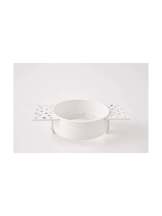 Home Lighting Round Metallic Recessed Spot with Socket GU10 White 8x8cm. 1pcs