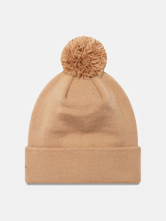 New Era Metallic Bobble Beanie Beanie Knitted in Beige color