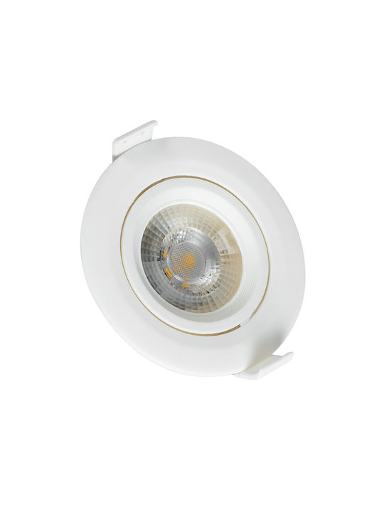 GloboStar Round Recessed Spot with Integrated LED and Warm White Light White 9x9cm.