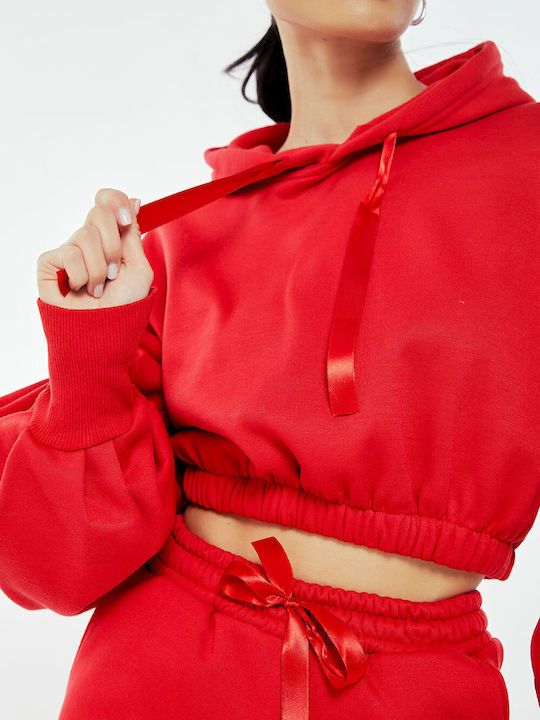 Изрязан Дамски Суитшърт Худи Red