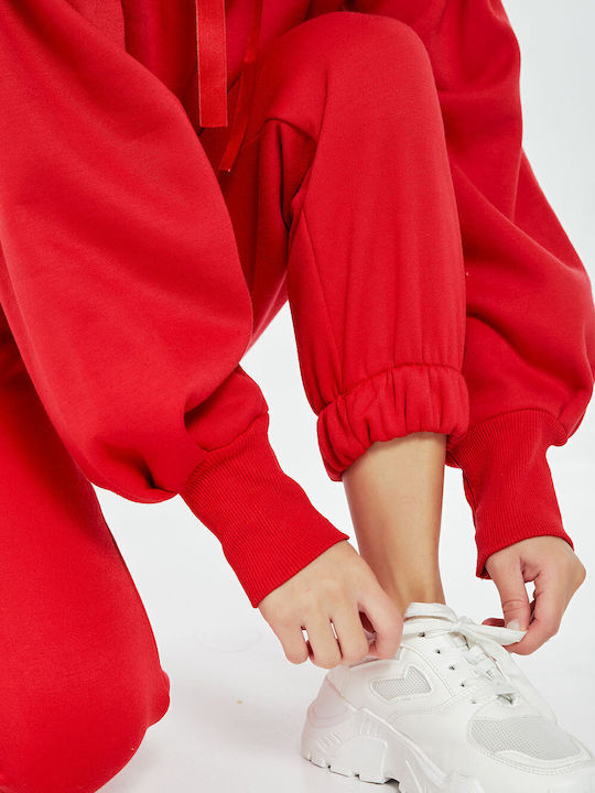Изрязан Дамски Суитшърт Худи Red