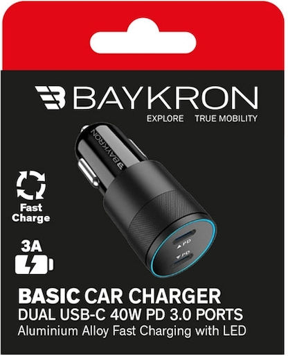 Baykron Зарядно за кола 40W Черен Цвят