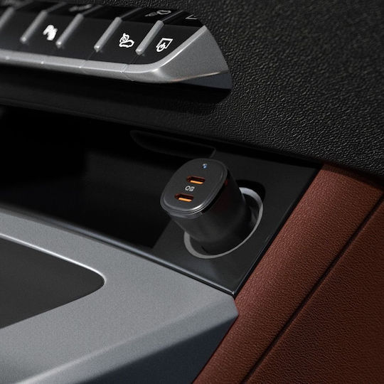 Spigen Arcstation Essential Car Charger Car Charger 50W 2.4A with Ports: 2xType-C Black Color
