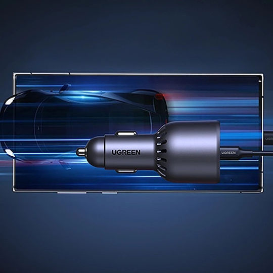 Ugreen Încărcător Auto 130W cu Porturi: 1xUSB 2xType-C Gri Culoare