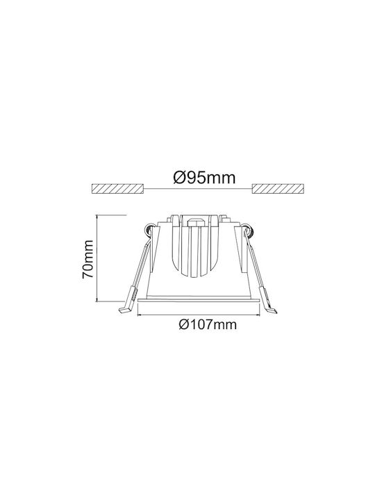 Aca Recessed Spot with Integrated LED and Natural White Light White 10.7x10.7cm.