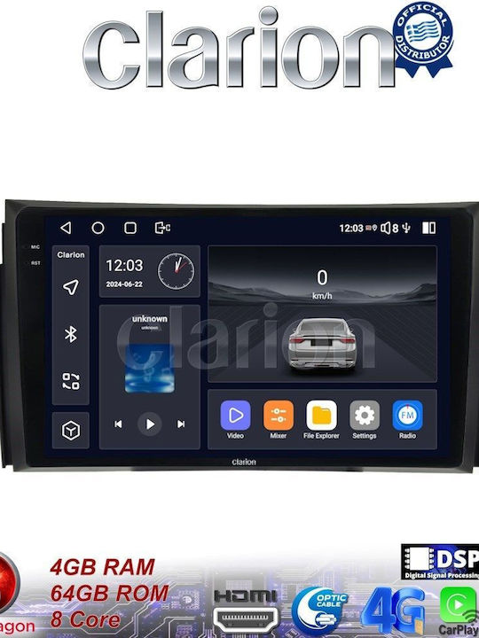 Clarion Car Audio System for Fiat Sedici Suzuki SX4 2006-2011 (Bluetooth/USB/WiFi/GPS/Apple-Carplay/Android-Auto) with Touch Screen 9"