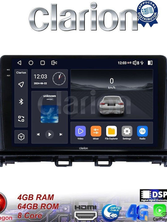 Clarion Auto-Audiosystem für Mazda CX-4 2014 > (Bluetooth/USB/WiFi/GPS/Apple-Carplay/Android-Auto) mit Touchscreen 9"