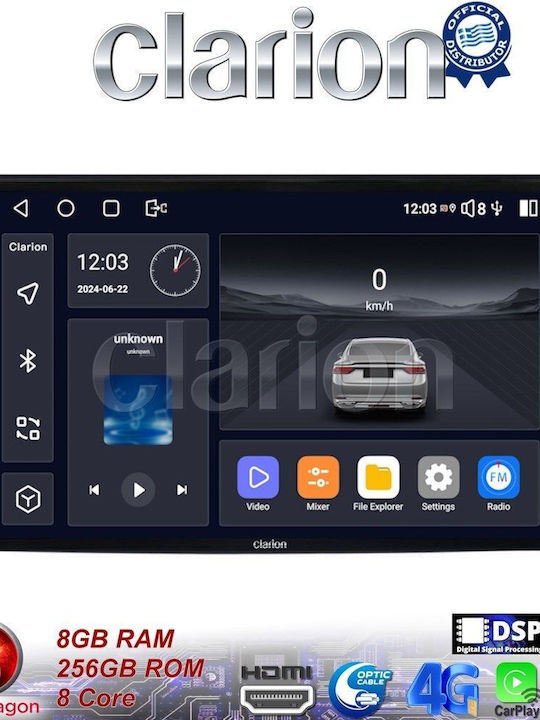 Clarion Sistem Audio Auto pentru Peugeot Boxer Fiat Ducato 2006-2011 (Bluetooth/USB/WiFi/GPS/Apple-Carplay/Android-Auto) cu Ecran Tactil 9"