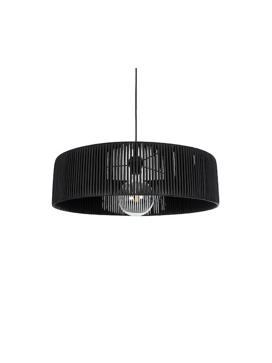 GloboStar Rattan Pendant Light Black Boho with Socket E27 55x55x90cm