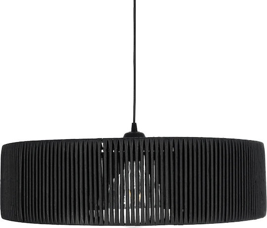 GloboStar Rattan Pendant Light Black Boho with Socket E27 55x55x90cm