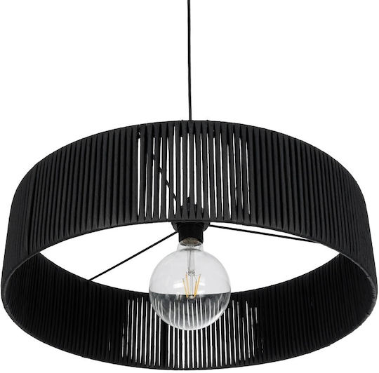 GloboStar Rattan Pendant Light Black Boho with Socket E27 55x55x90cm