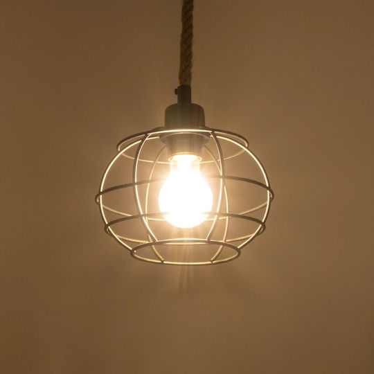 GloboStar Talah Pendant Light Black with Rope for Socket E27 14x14x61.5cm