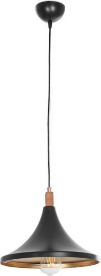 GloboStar Belfry Pendant Light Black Bell with Socket E27 29.5x29.5x90cm