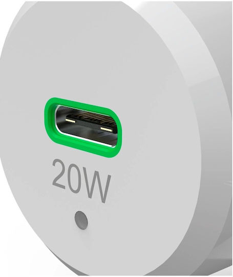 HAMA Încărcător Auto 20W Cu Încărcare Rapidă Cu O Singură Port: 1xType-C Cu Cablu Lightning Culoare Albă