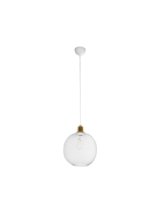 GloboStar Wire Pendant Light White Grid with Socket E27 29x29x90cm
