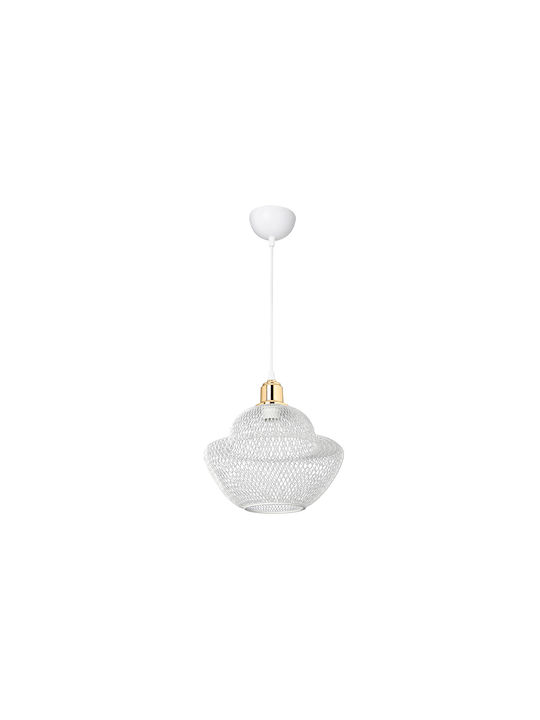 GloboStar Wire Pendant Light White Grid with Socket E27 29x29x90cm