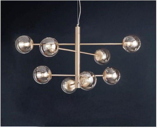 Ondaluce Eliseo Pendant Light Gold for 8 Bulbs E14, E.14