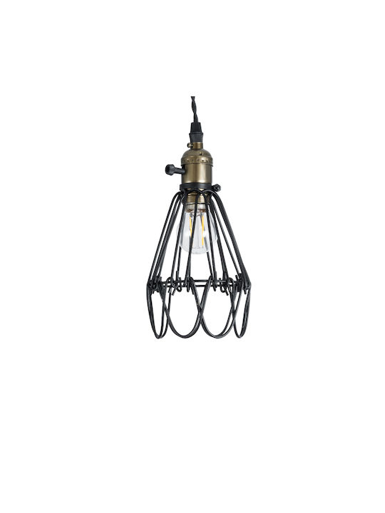 GloboStar Flower Iron Κρεμαστό Φωτιστικό Πορτοκαλί Πλέγμα με Ντουί E27 10x10x20εκ.