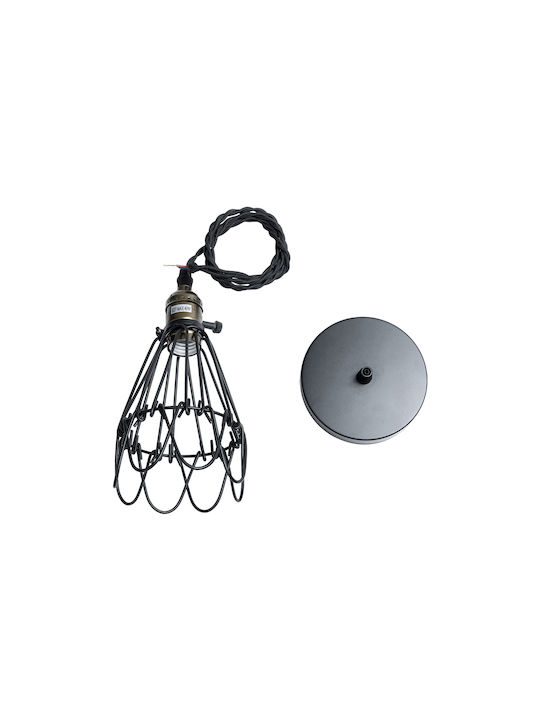 GloboStar Flower Iron Κρεμαστό Φωτιστικό Πορτοκαλί Πλέγμα με Ντουί E27 10x10x20εκ.