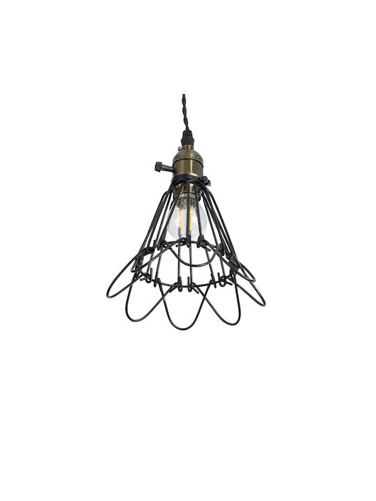 GloboStar Flower Iron Κρεμαστό Φωτιστικό Πορτοκαλί Πλέγμα με Ντουί E27 10x10x20εκ.