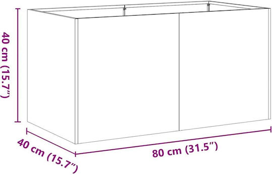 vidaXL Ζαρντινιέρα Μεταλλική Ασημι 80x40x40εκ.