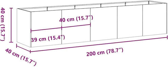 vidaXL Planter Box Metal Silver 200x40x40cm.